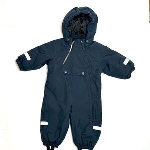 Polarn O. Pyret Anorak Waterproof Performance Snowsuit Hooded Navy Blue 74 6-9 m